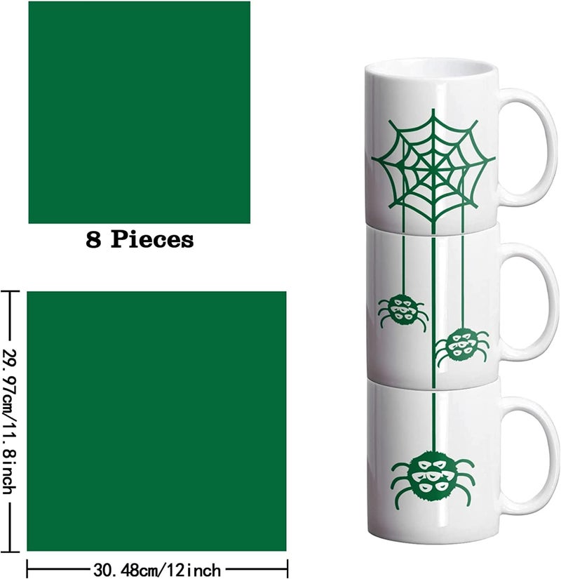 KASYU Infusible Transfer Ink Sheets Bundle for Cricut Mug Press,Infused Ink Paper for Sublimation,8Pcs 12x11.8Inch Solid Green Pre-Inked Sublimation Transfer Paper for Poly Fabric/Coaster - Image 4